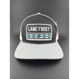 NEW Lane Frost Richardson 112 Trucker Hat Black/White/HthGry Warrior Patch NWT